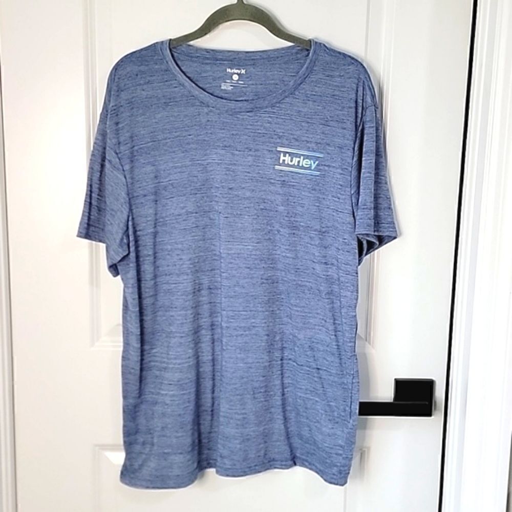 Hurley Heather Blue Logoed Short Sleeve T-Shirt - Size Large